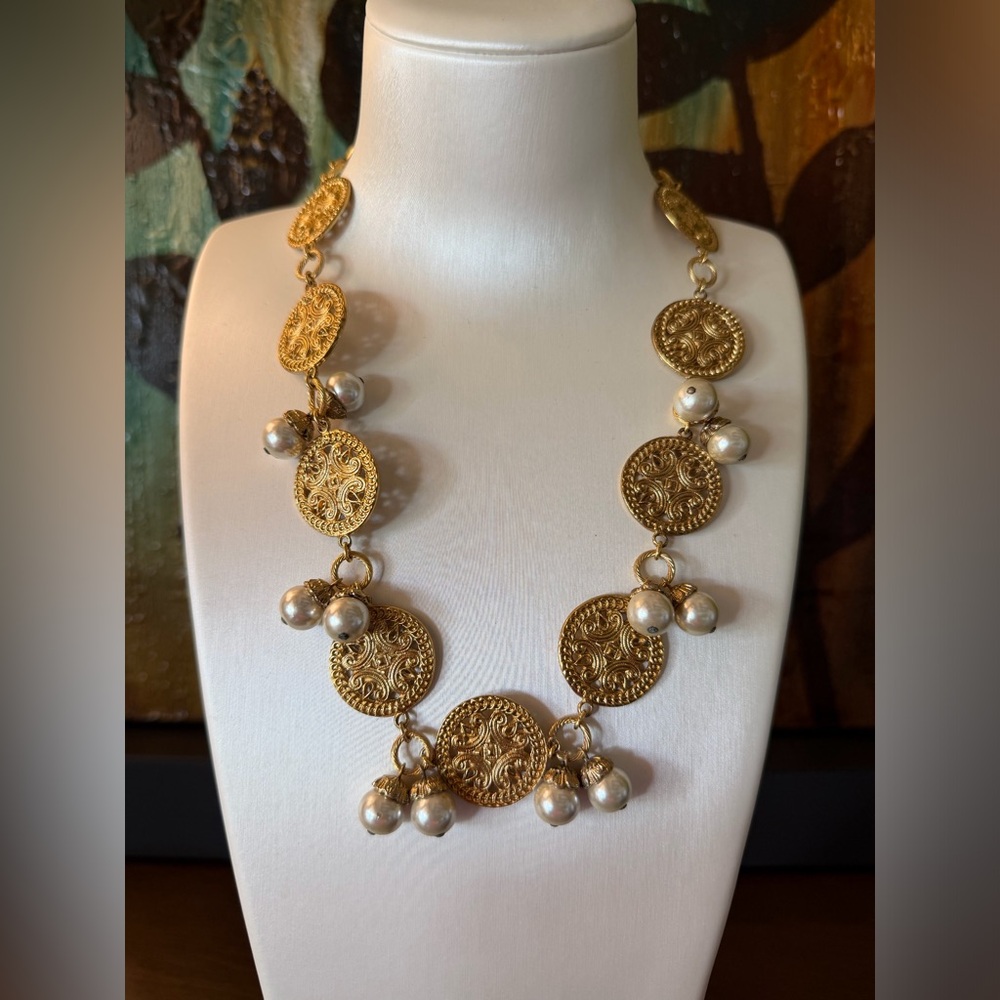 Sonia Rykiel Vintage Coin and Pearls Necklace